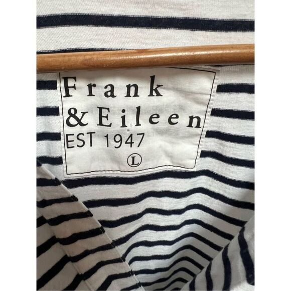 Frank & Eileen Women's Navy White Patrick Stripe Popover Henley Top Large NWOT - Picture 9 of 11